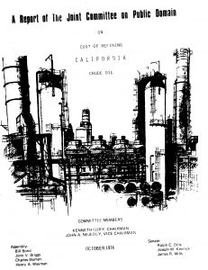 Cover of the 1974 report on the cost of refining CA crude oil